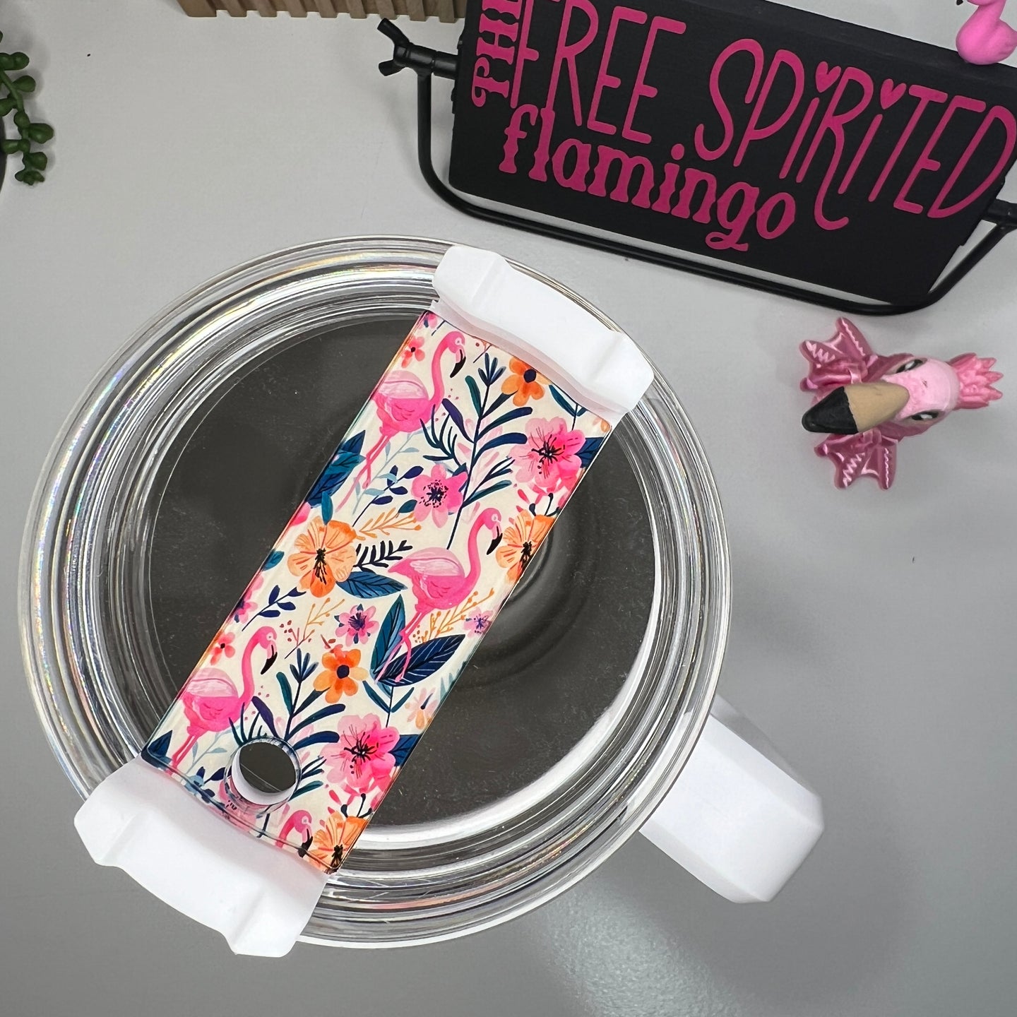 Bright Flamingo Floral Tumbler Tag